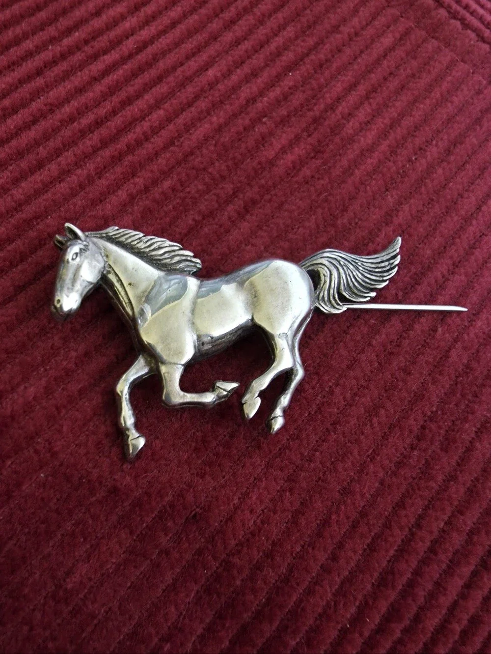 Authentic Glenn Sandoval Running Horse Brooch Navajo Sterling Silver - PAIR